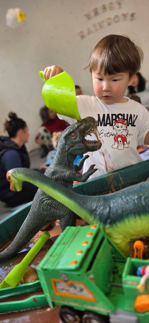 Dino Messy Play at Helensville Library (28/09/25)